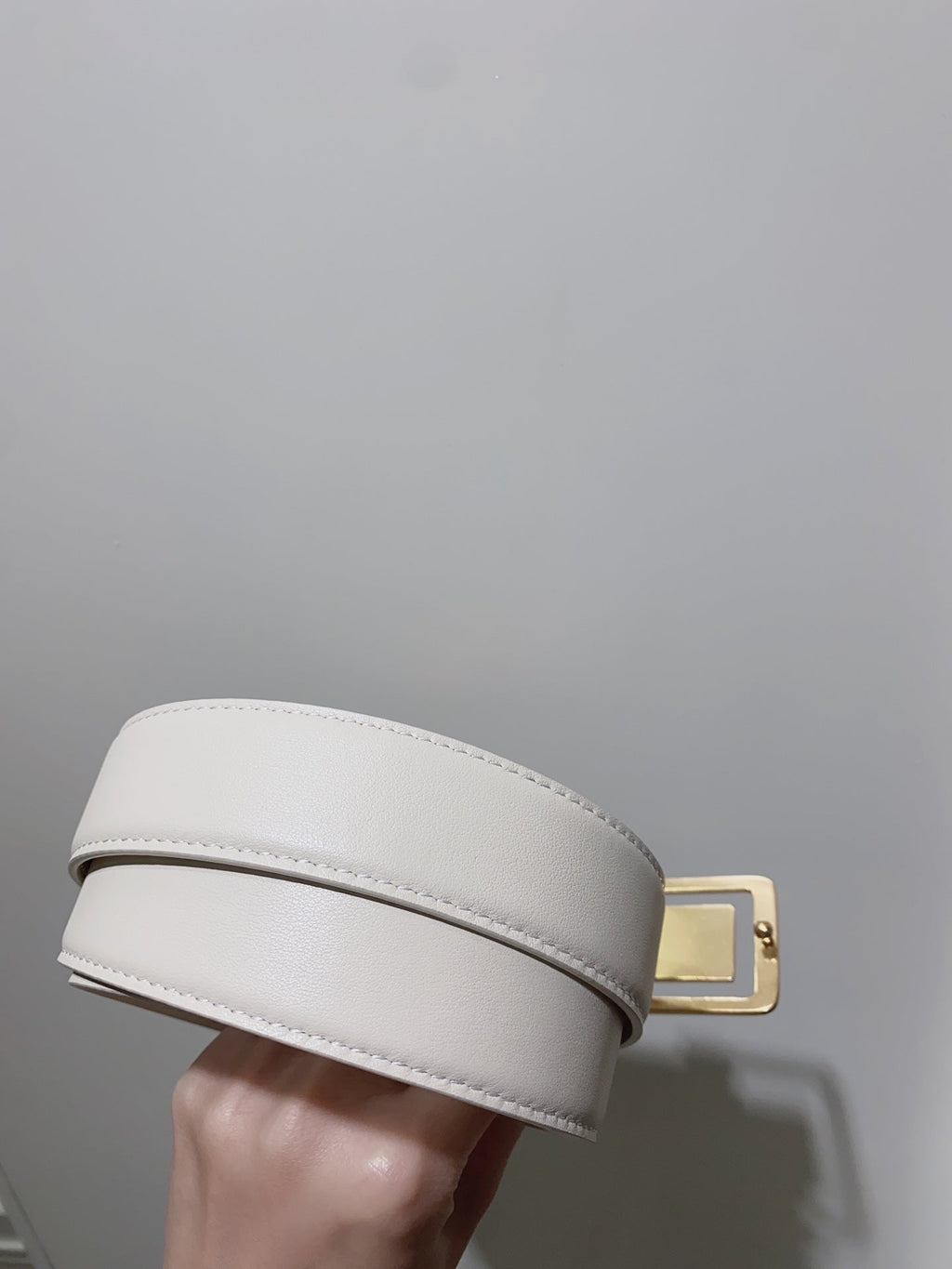 YSL 25S BELT 30 MM IN CREAM WHITE CALFSKIN 520626