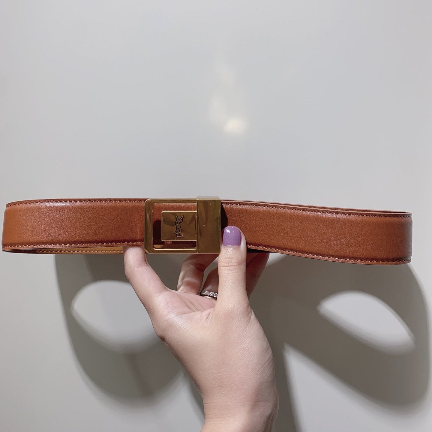 YSL 25S BELT 30 MM IN BROWN CALFSKIN 520627