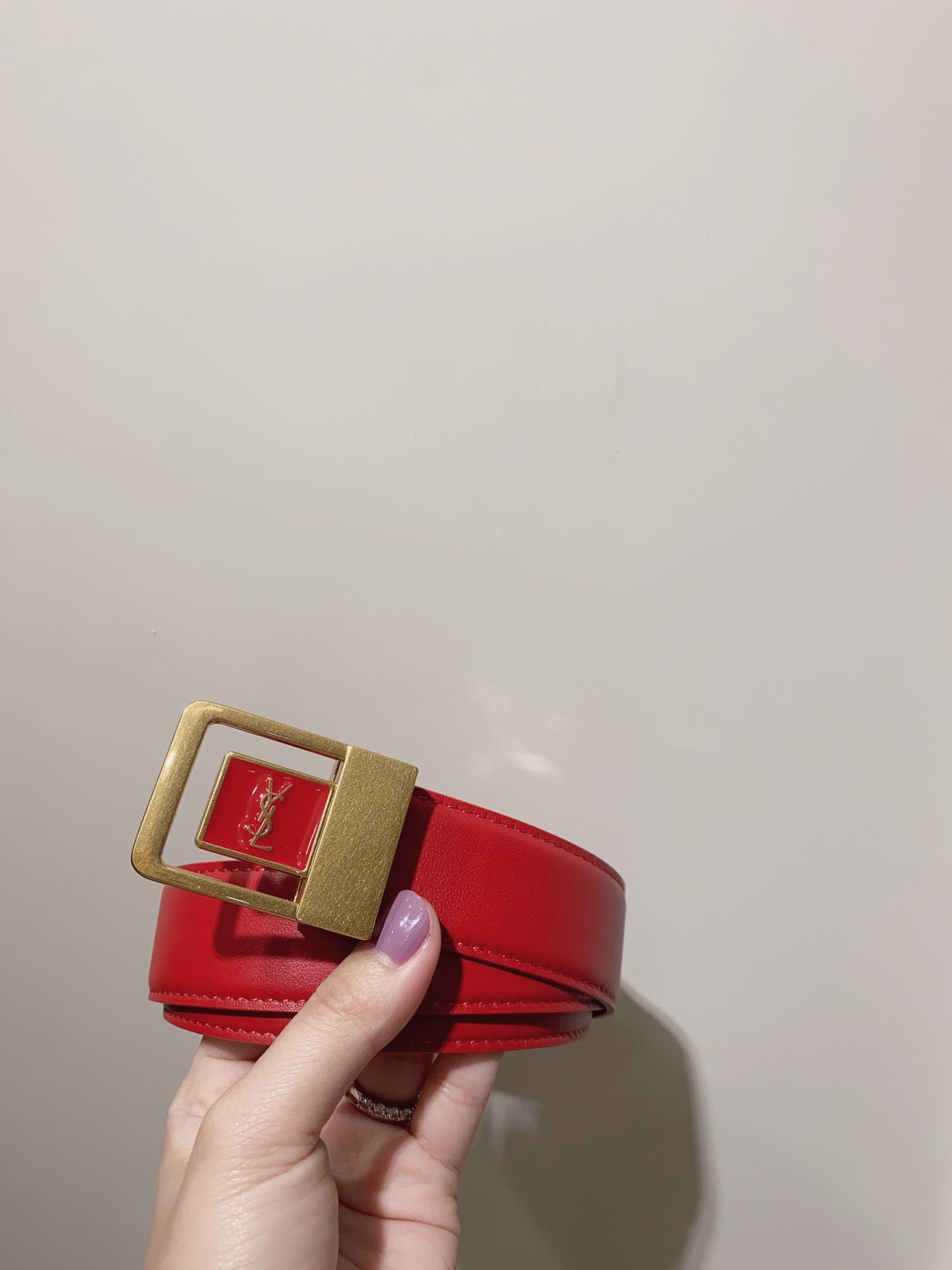 YSL 25S BELT 30 MM IN RED CALFSKIN 520628