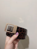 YSL 25S BELT 30 MM IN DARK BROWN EMBOSSED CALFSKIN 520631