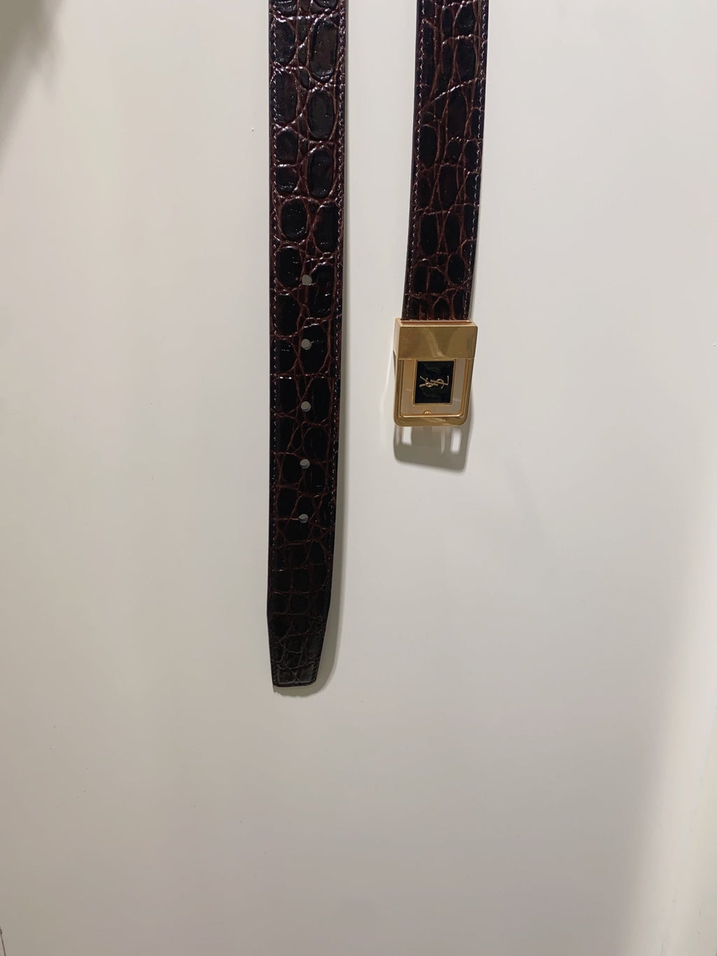 YSL 25S BELT 30 MM IN DARK BROWN EMBOSSED CALFSKIN 520632
