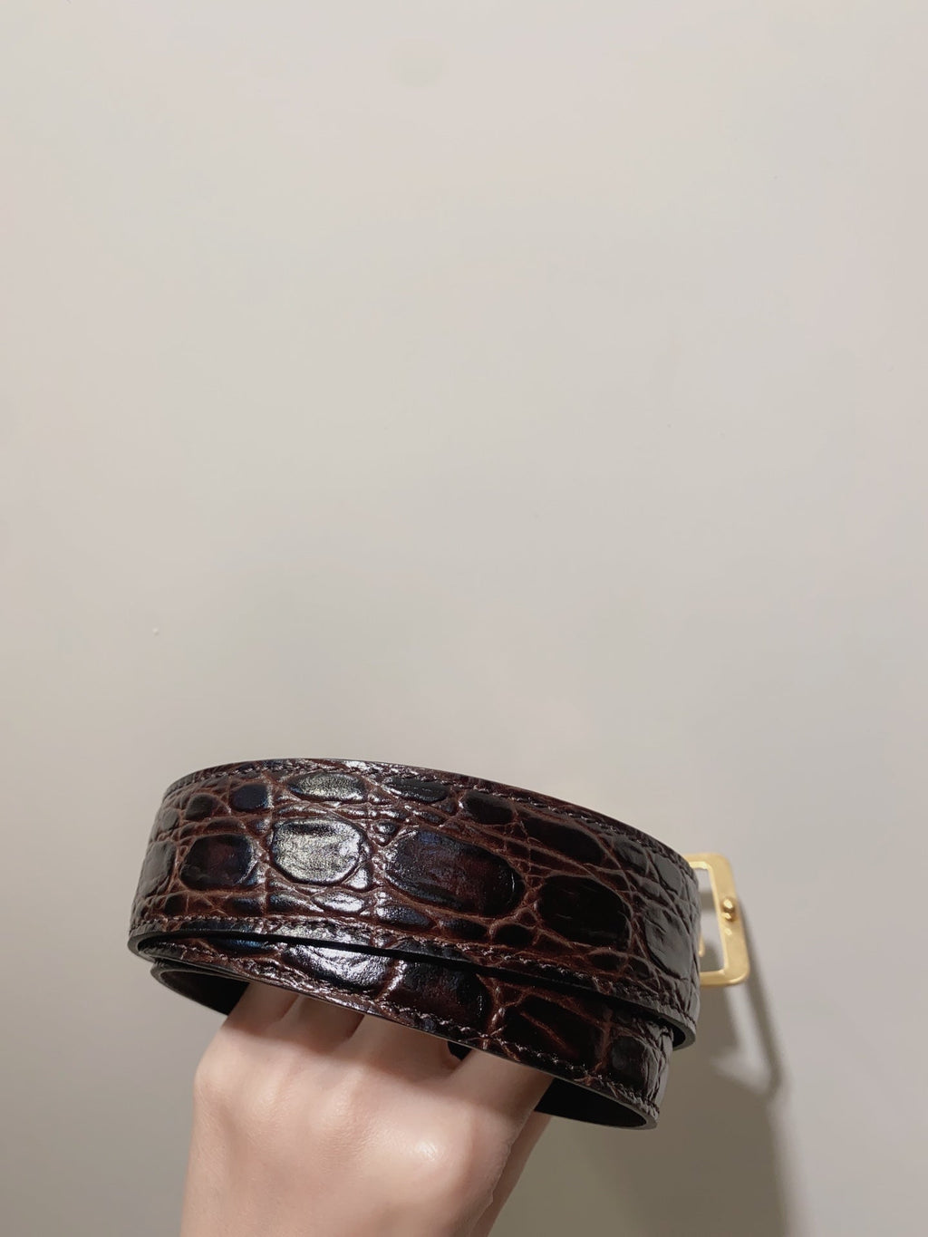 YSL 25S BELT 30 MM IN DARK BROWN EMBOSSED CALFSKIN 520632