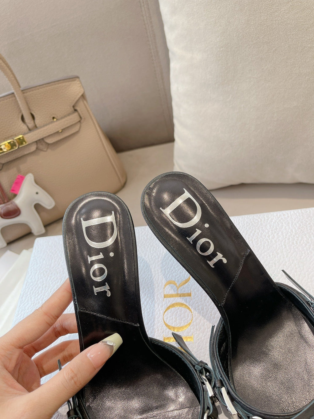 HEELED MULES 85MM IN BLACK LAMBSKIN