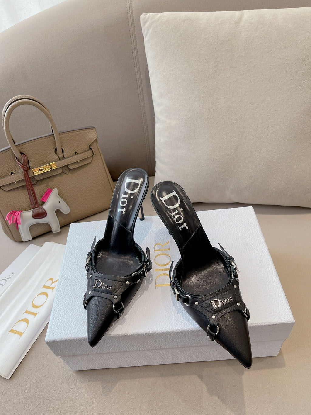 HEELED MULES 85MM IN BLACK LAMBSKIN