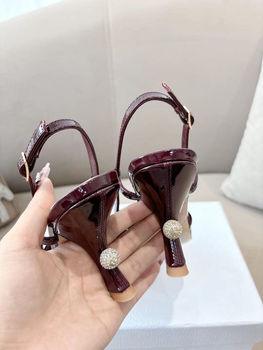 MY DD SLINGBACK PUMP 85MM IN BURGUNDY RED CALFSKIN