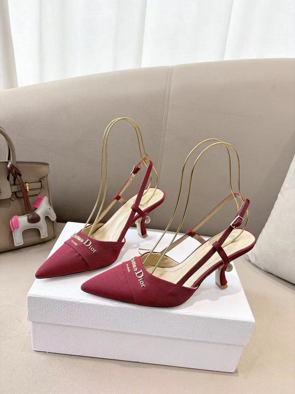 MY DD SLINGBACK PUMP 85MM IN RED DENIM