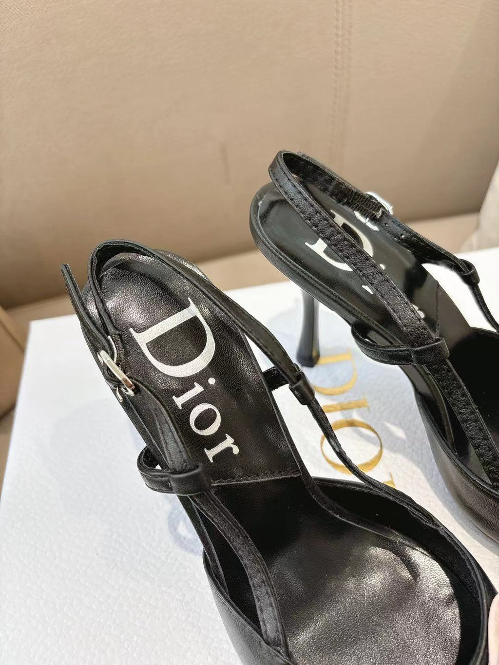DIOR 26S SLINGBACK KITTEN HEEL PUMPS 85MM IN BLACK CALFSKIN STUDDED BOW STRAP