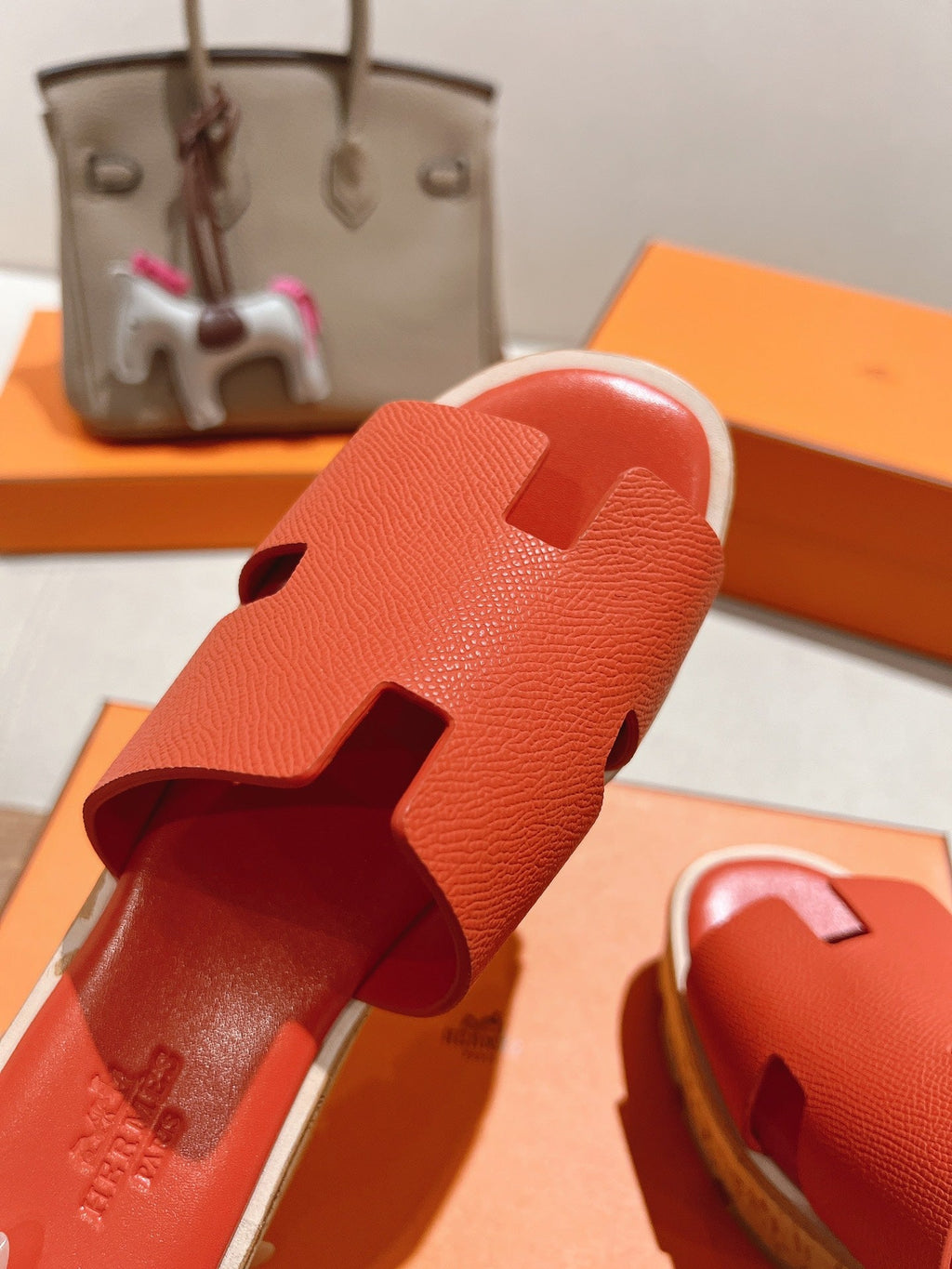 HM 25S HIGH WEDGE SANDALS IN DARK ORANGE LAMBSKIN STYLE 33