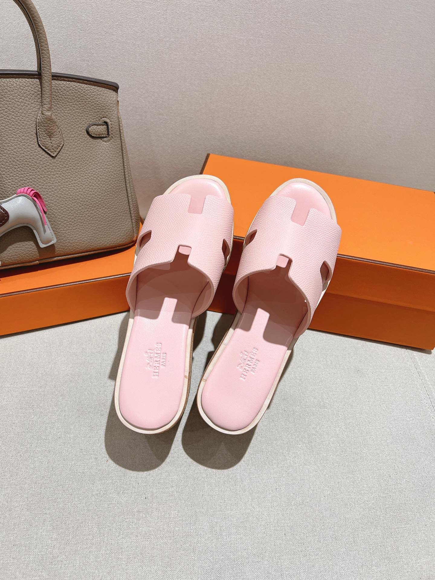HM 25S HIGH WEDGE SANDALS IN PASTEL PINK LAMBSKIN STYLE 29