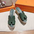 HM 25S HIGH WEDGE SANDALS IN DARK MOSS GREEN LAMBSKIN STYLE 32