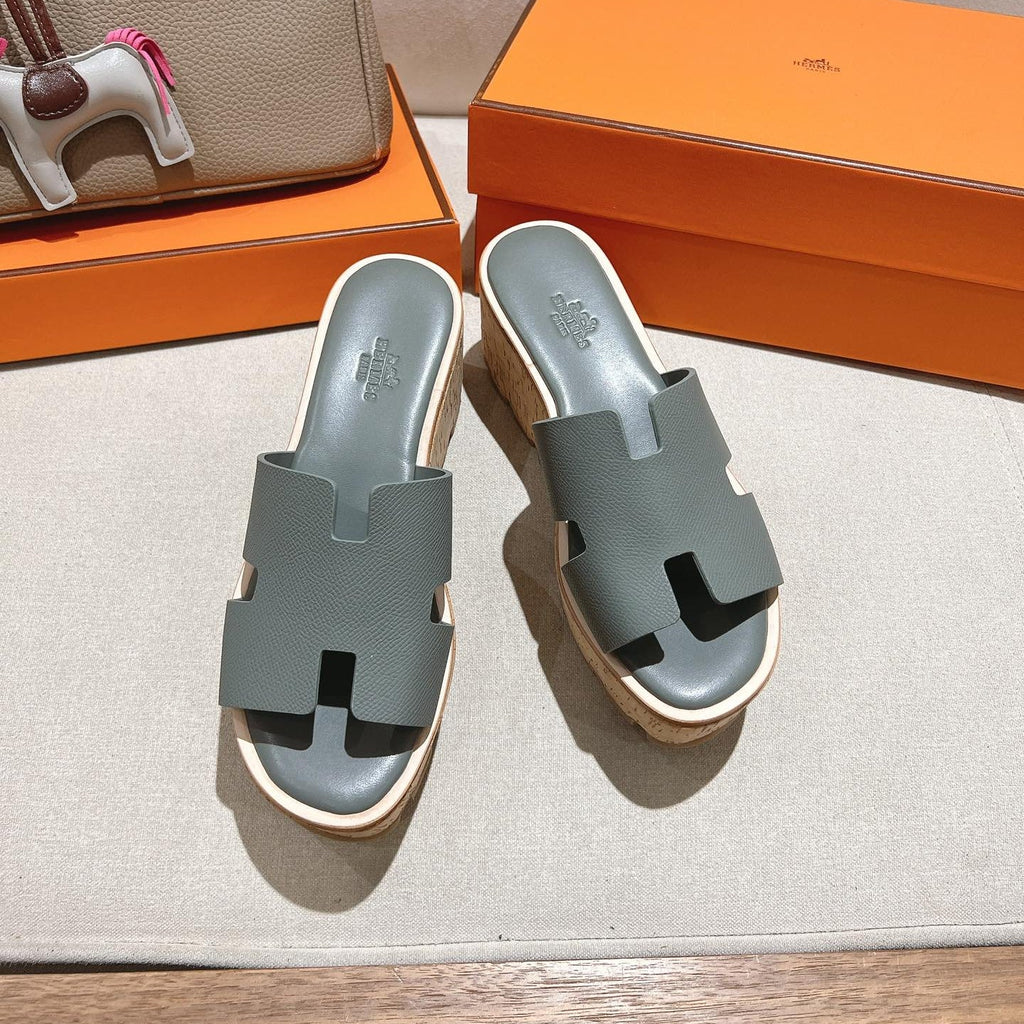 HM 25S HIGH WEDGE SANDALS IN GREY LAMBSKIN STYLE 7