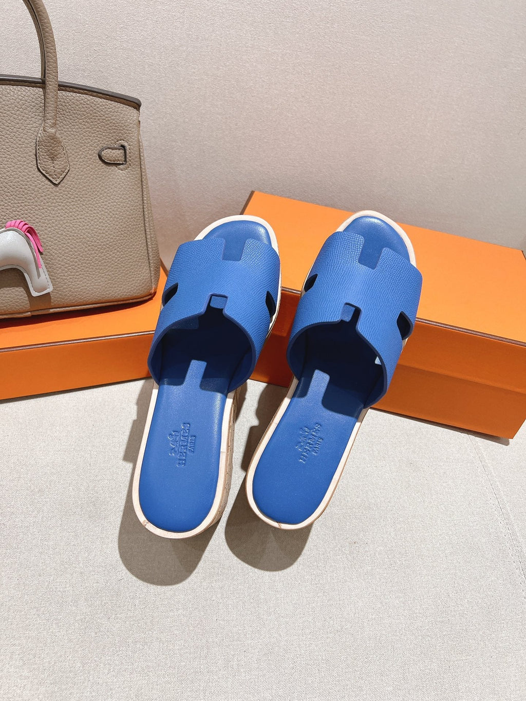 HM 25S HIGH WEDGE SANDALS IN COBALT BLUE LAMBSKIN STYLE 20