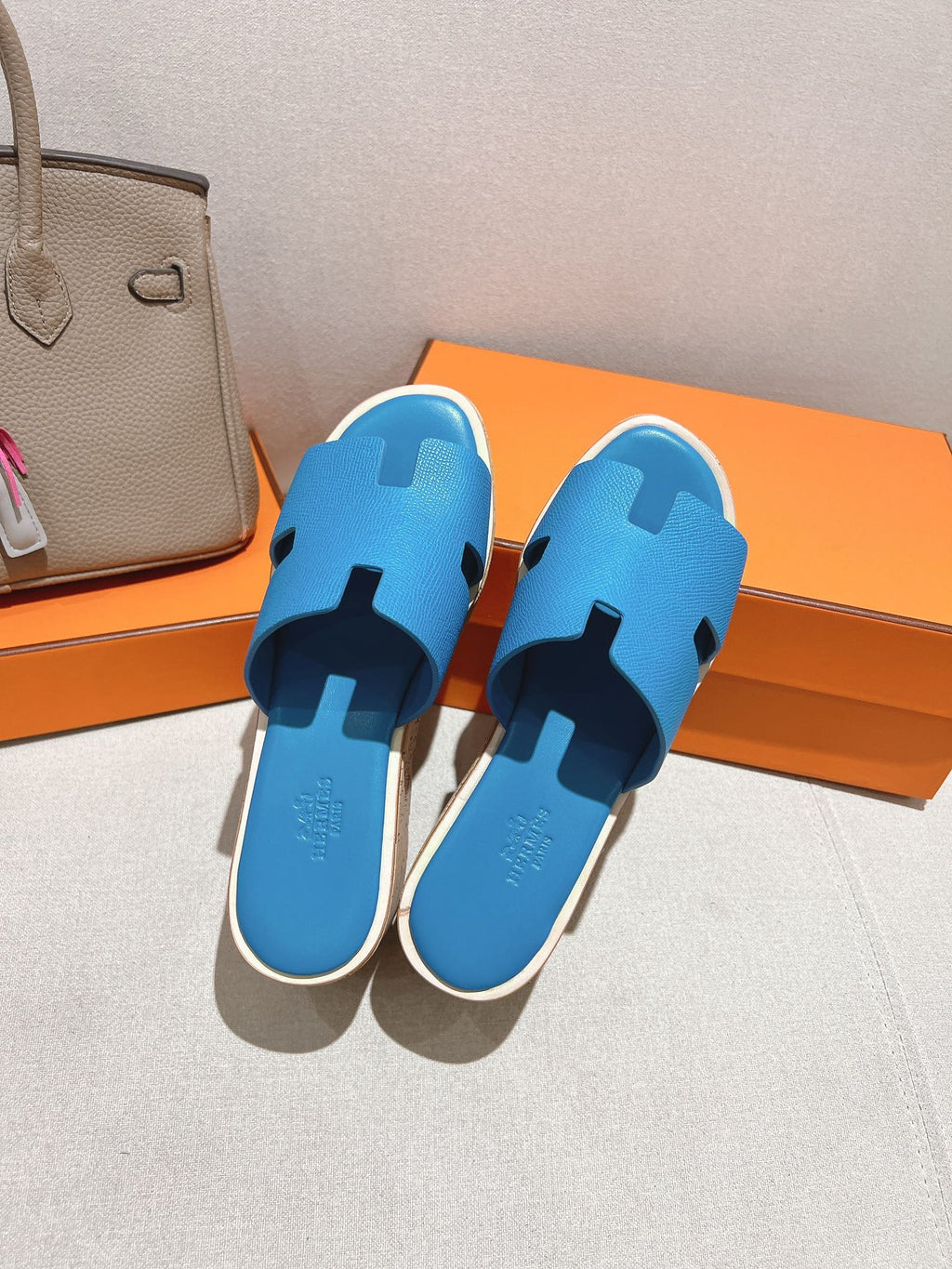 HM 25S HIGH WEDGE SANDALS IN BLUE LAMBSKIN STYLE 12