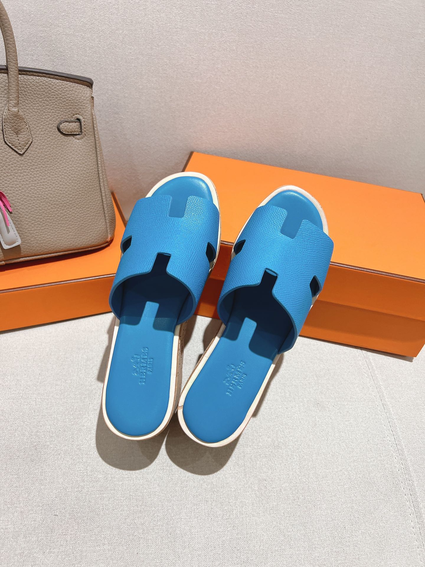 HM 25S HIGH WEDGE SANDALS IN BLUE LAMBSKIN STYLE 12