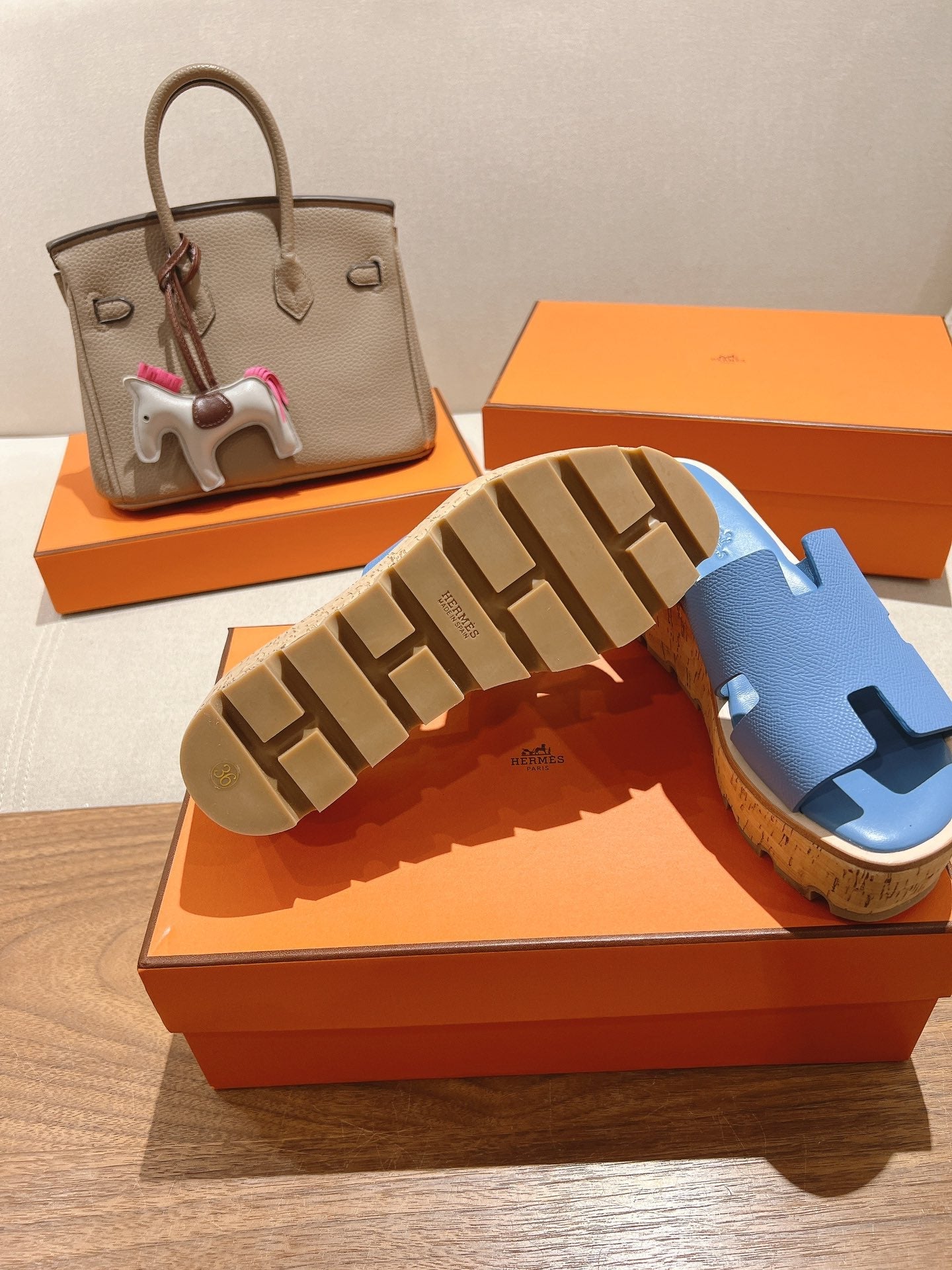 HM 25S HIGH WEDGE SANDALS IN BLUE LAMBSKIN STYLE 3