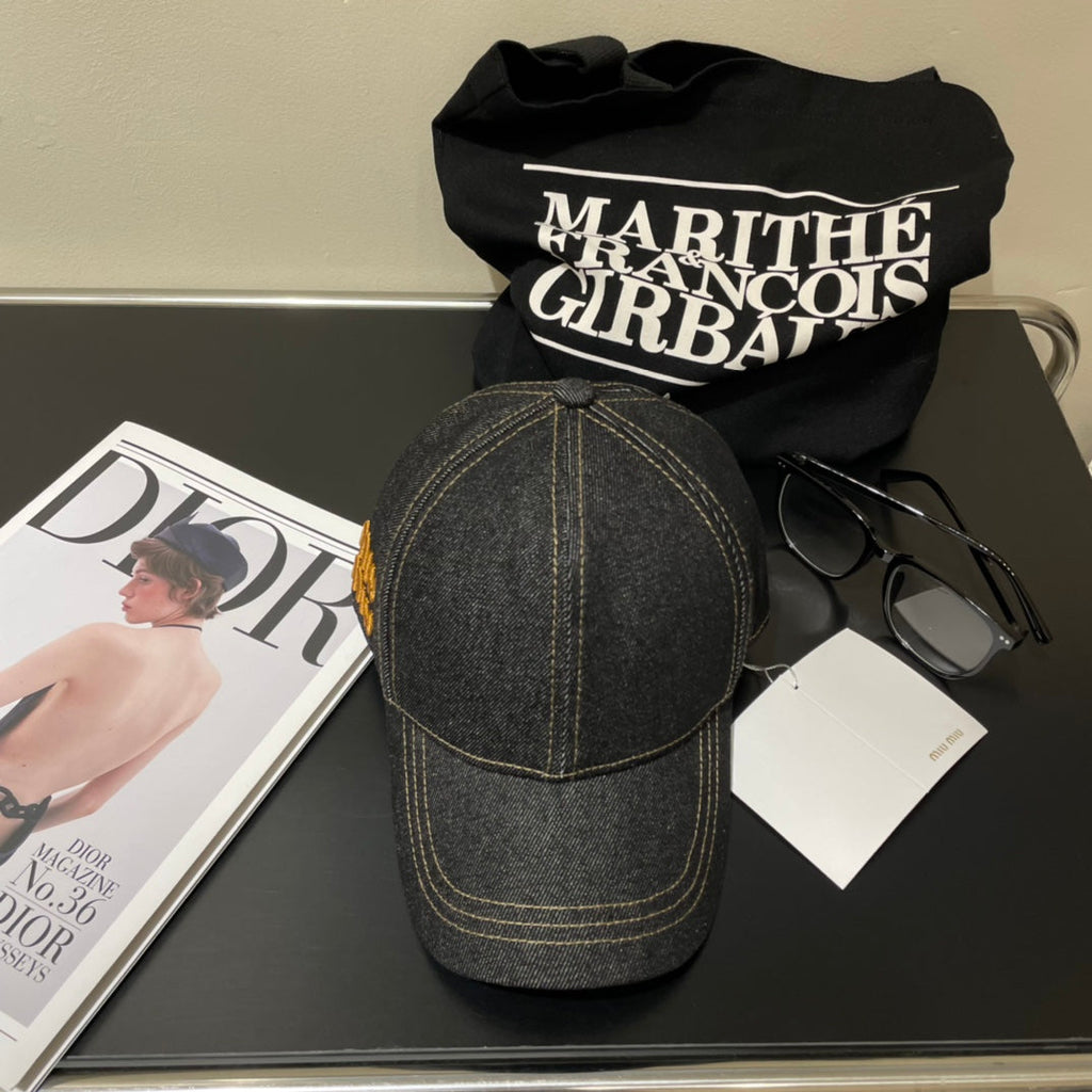 MIUMIU 26S DENIM BASEBALL CAP 340584