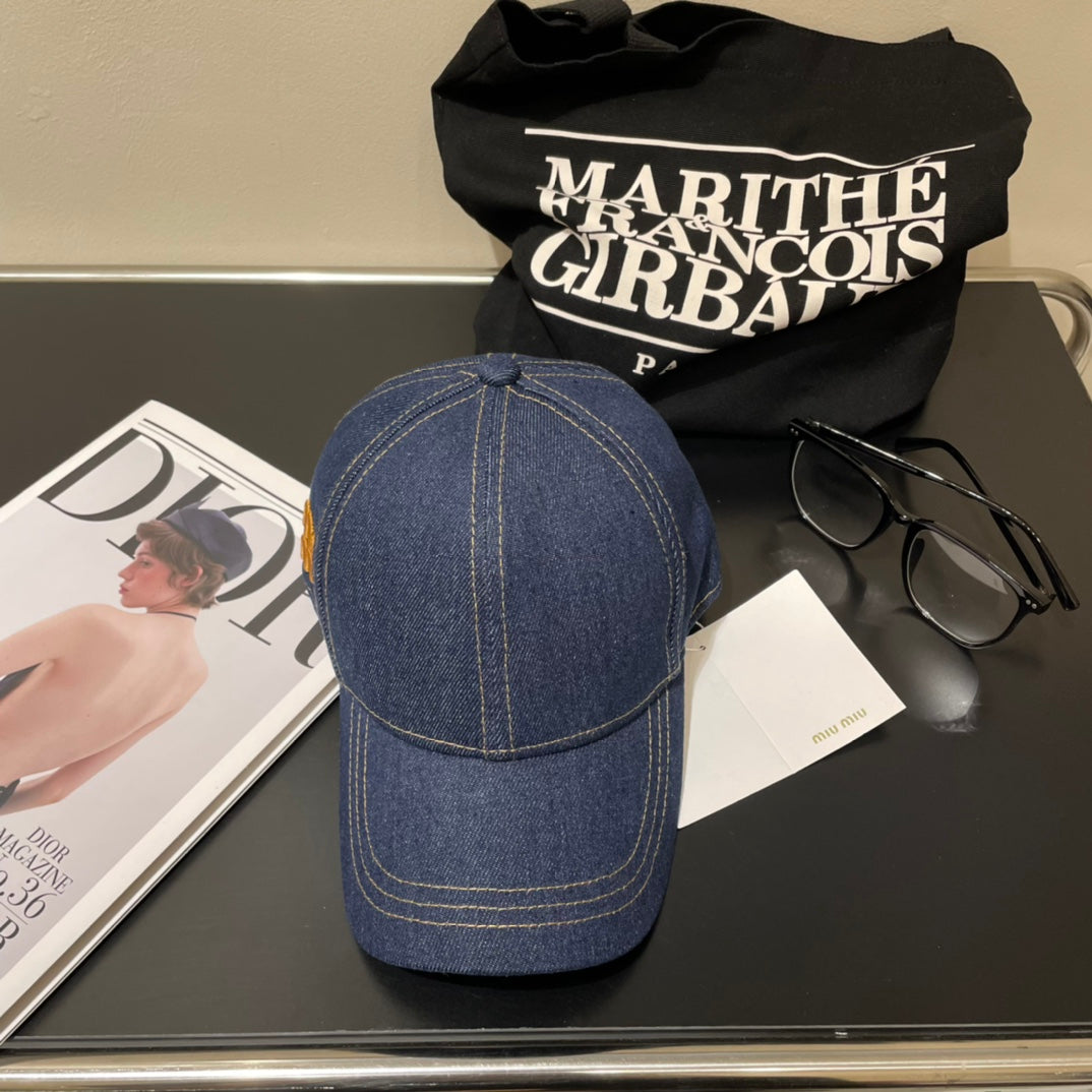 MIUMIU 26S DENIM BASEBALL CAP 340585