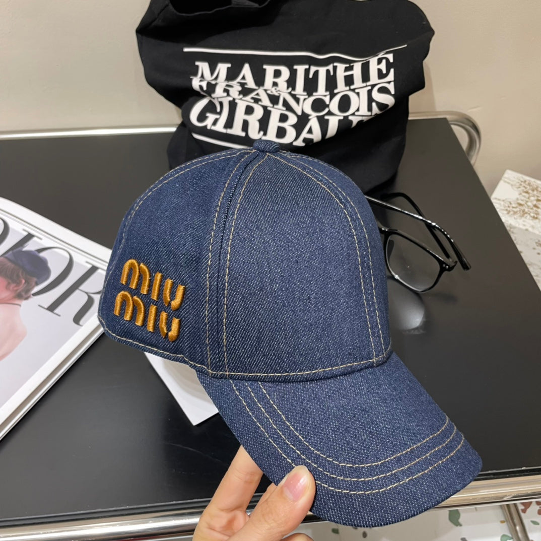 MIUMIU 26S DENIM BASEBALL CAP 340585