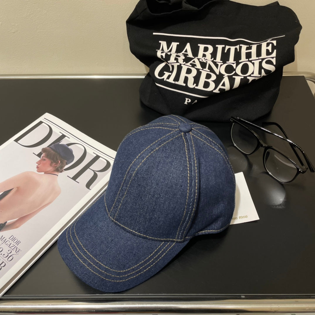 MIUMIU 26S DENIM BASEBALL CAP 340585