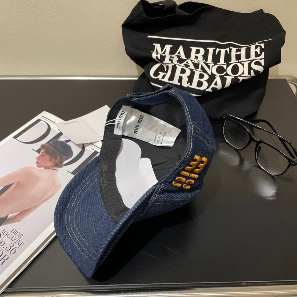 MIUMIU 26S DENIM BASEBALL CAP 340585