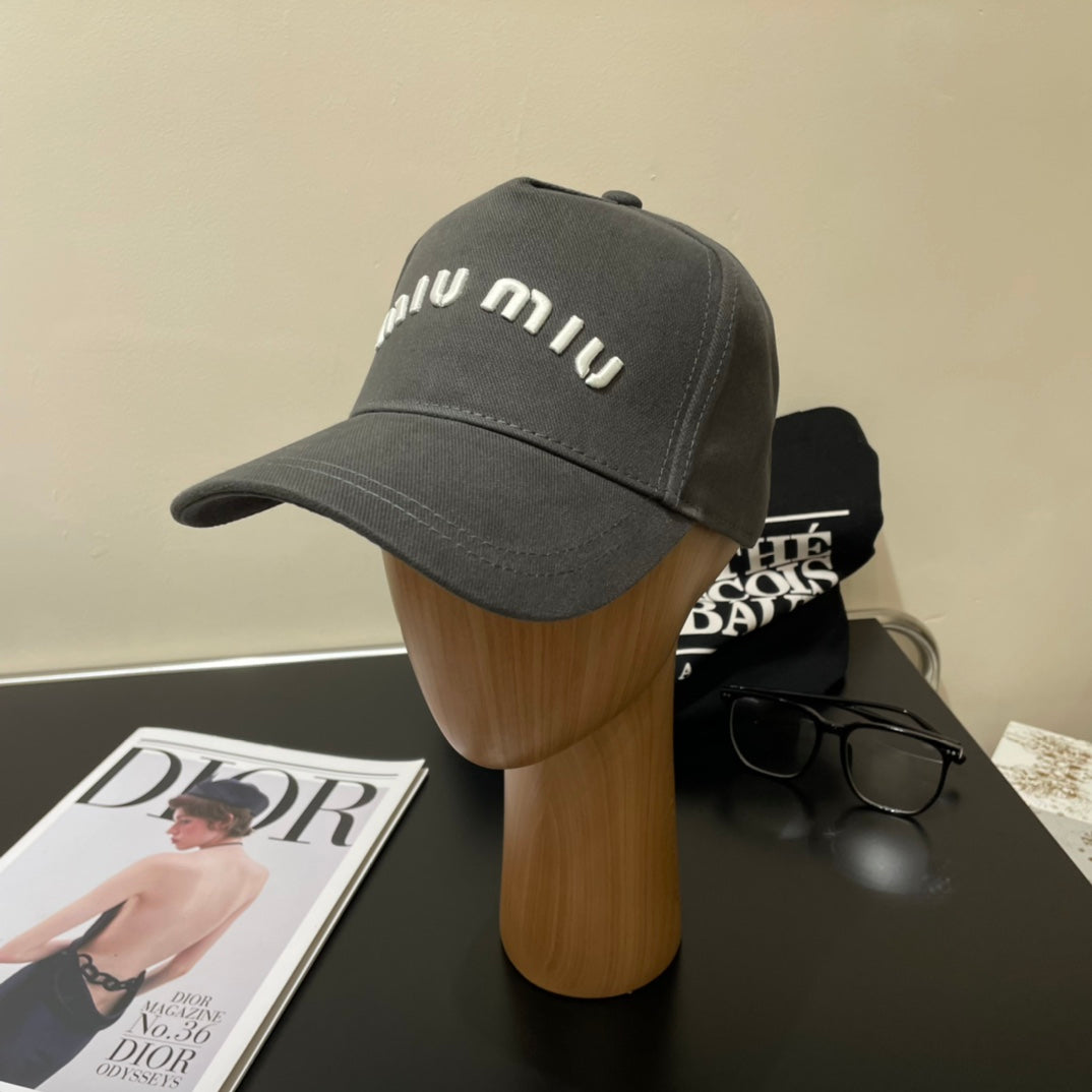 MIUMIU EMBROIDERED DENIM BASEBALL CAP STYLE 78