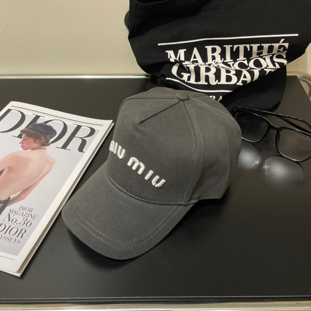 MIUMIU EMBROIDERED DENIM BASEBALL CAP STYLE 78