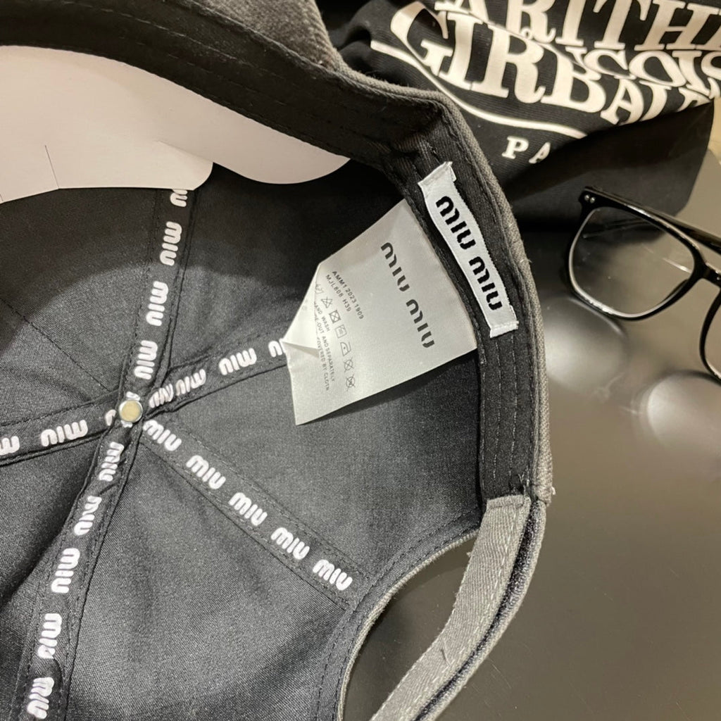 MIUMIU EMBROIDERED DENIM BASEBALL CAP STYLE 78