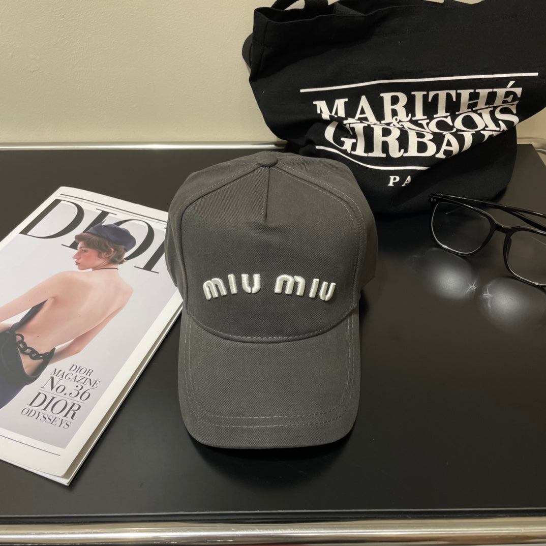 MIUMIU EMBROIDERED DENIM BASEBALL CAP STYLE 78