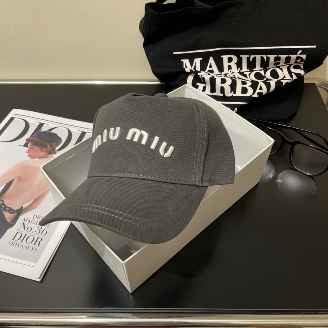 MIUMIU EMBROIDERED DENIM BASEBALL CAP STYLE 78