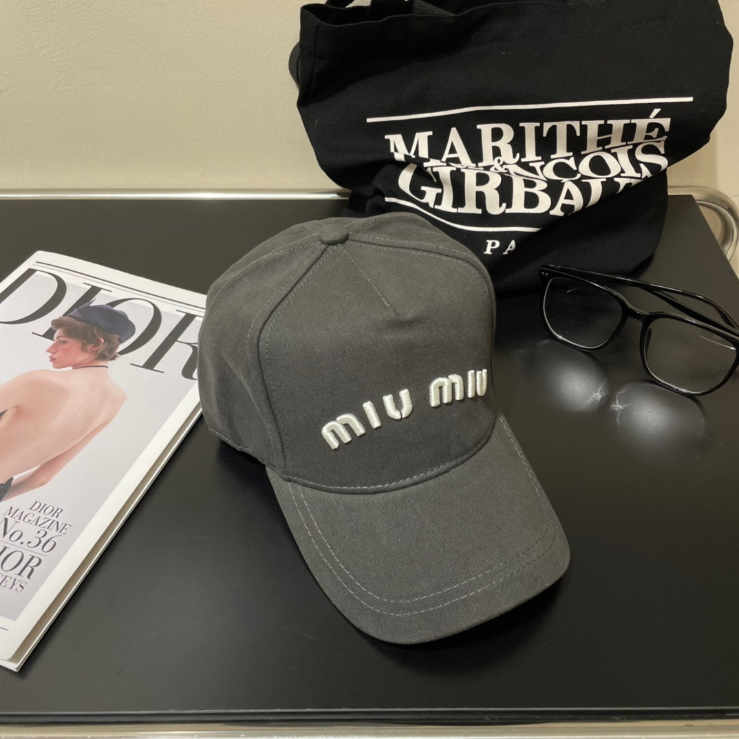 MIUMIU EMBROIDERED DENIM BASEBALL CAP STYLE 78