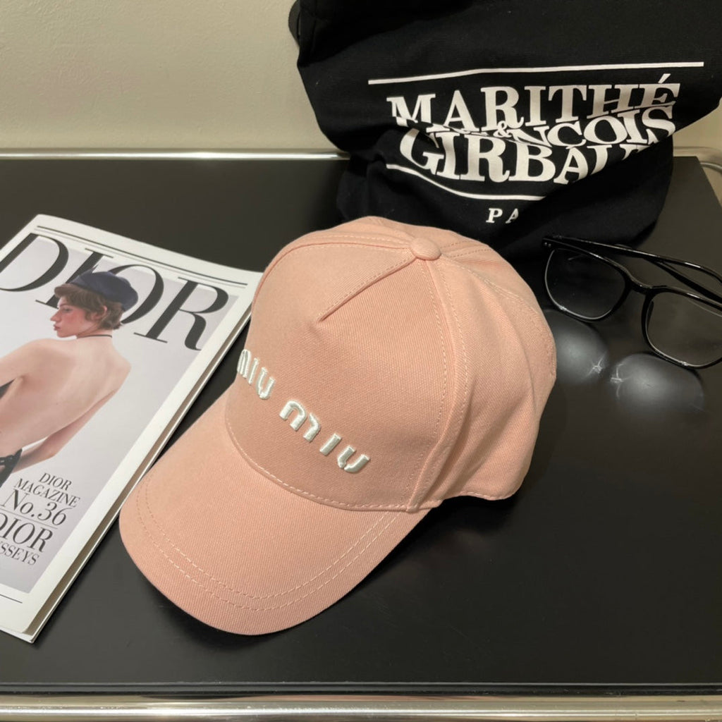 MIUMIU EMBROIDERED DENIM BASEBALL CAP STYLE 77