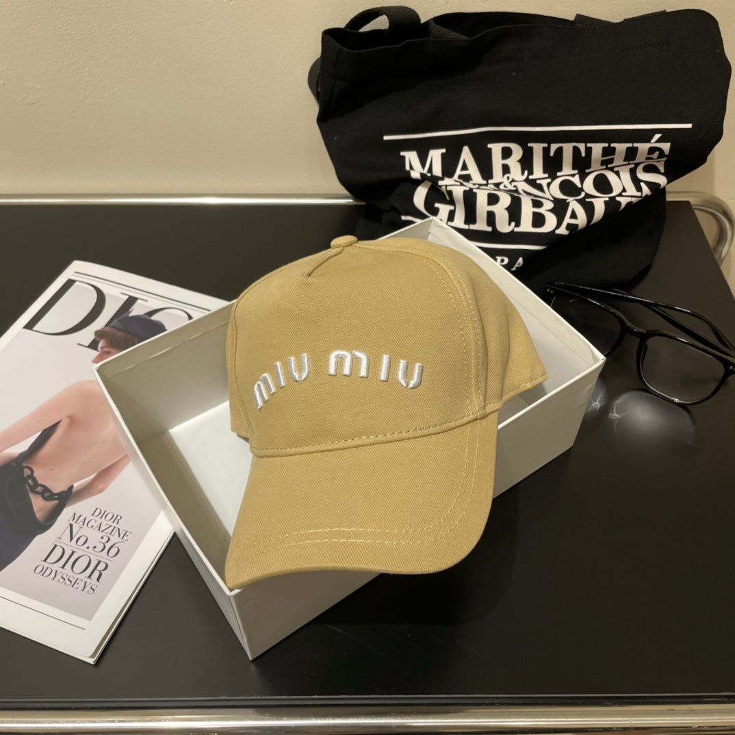 MIUMIU EMBROIDERED DENIM BASEBALL CAP STYLE 76