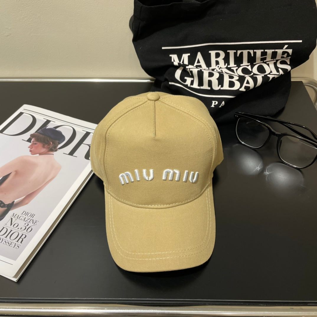MIUMIU EMBROIDERED DENIM BASEBALL CAP STYLE 76