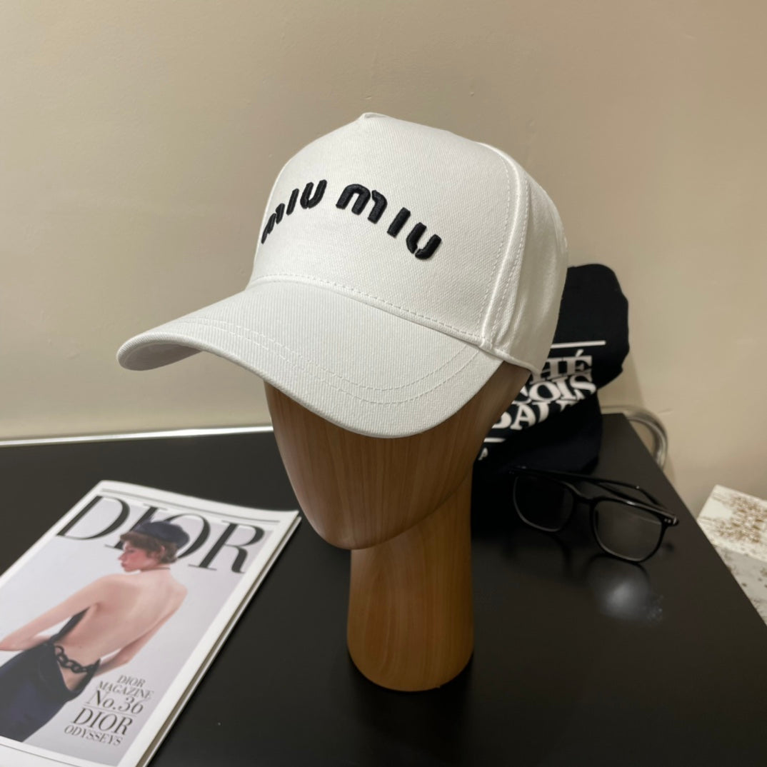 MIUMIU EMBROIDERED DENIM BASEBALL CAP STYLE 75