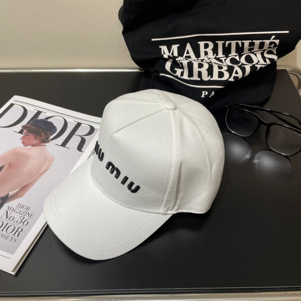 MIUMIU EMBROIDERED DENIM BASEBALL CAP STYLE 75