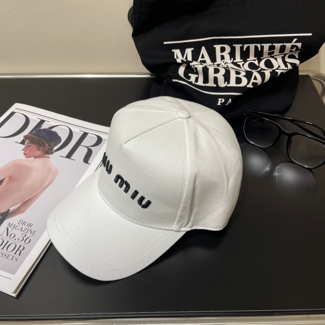 MIUMIU EMBROIDERED DENIM BASEBALL CAP STYLE 75