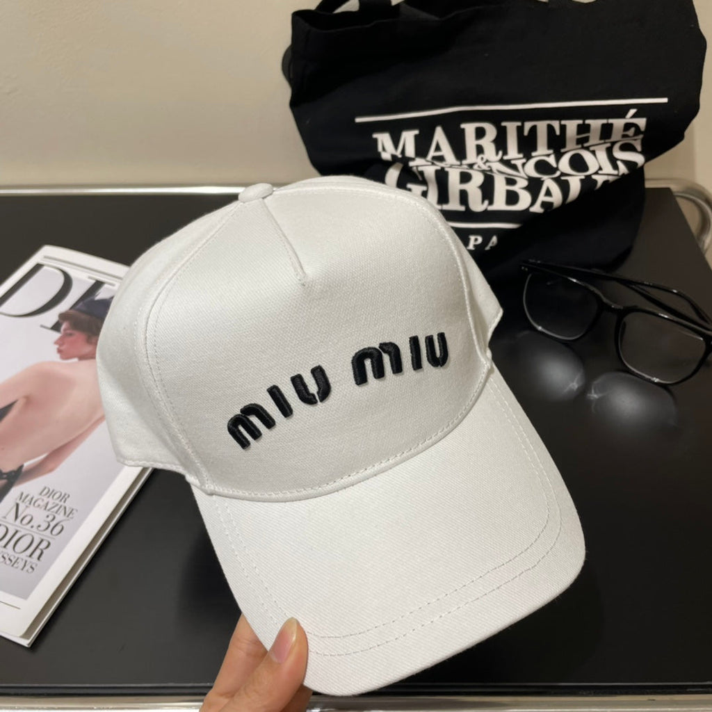 MIUMIU EMBROIDERED DENIM BASEBALL CAP STYLE 75