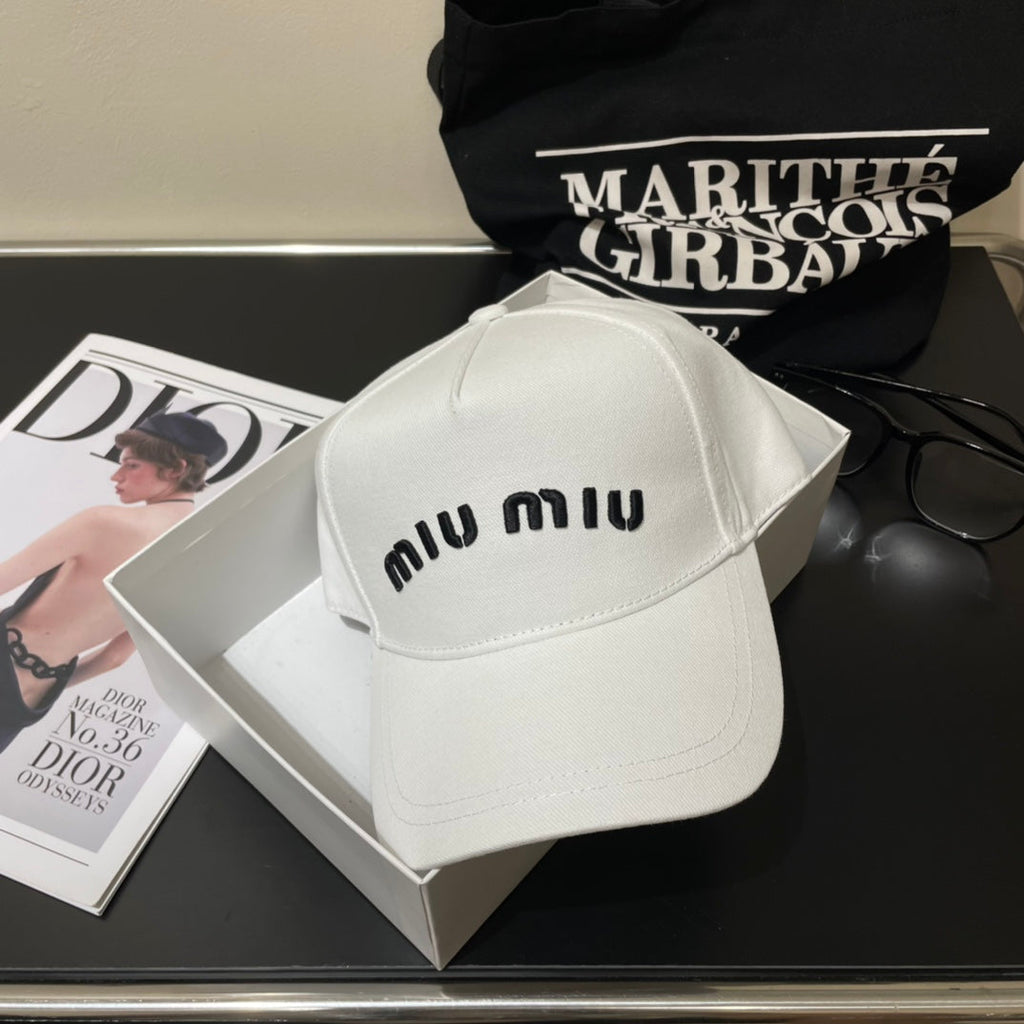 MIUMIU EMBROIDERED DENIM BASEBALL CAP STYLE 75