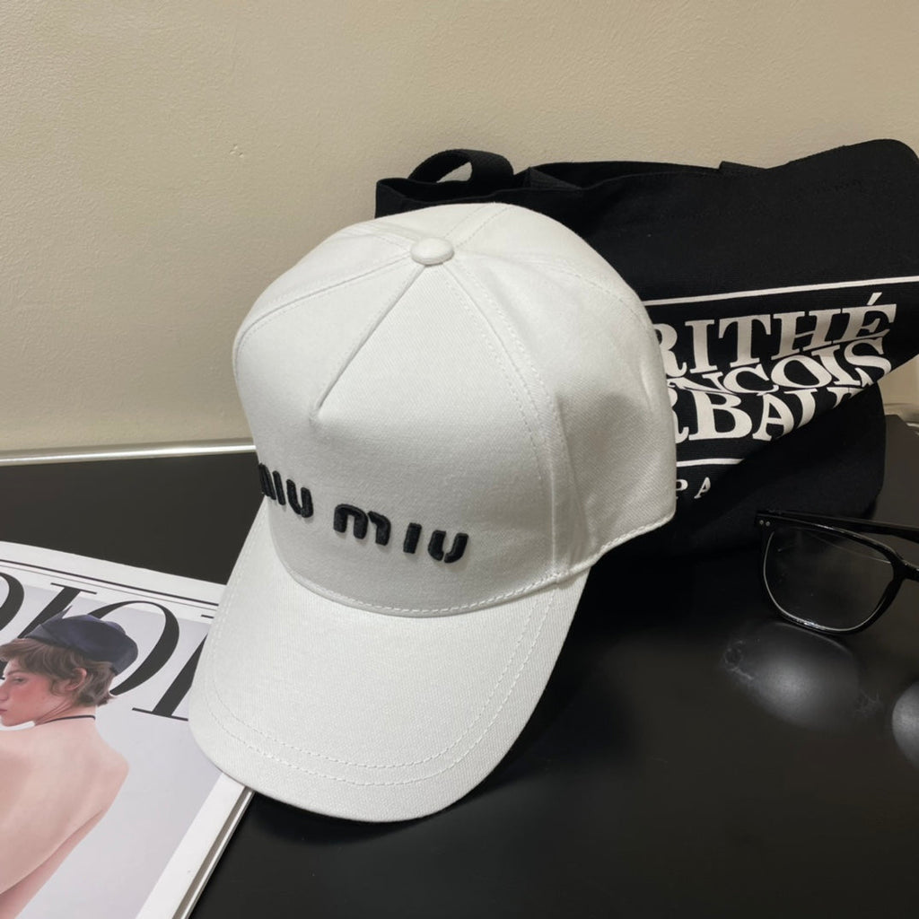 MIUMIU EMBROIDERED DENIM BASEBALL CAP STYLE 75