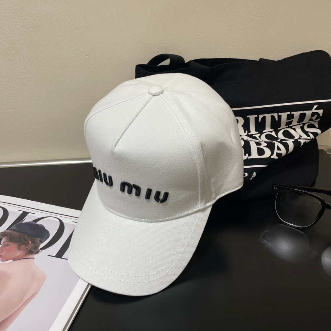 MIUMIU EMBROIDERED DENIM BASEBALL CAP STYLE 75