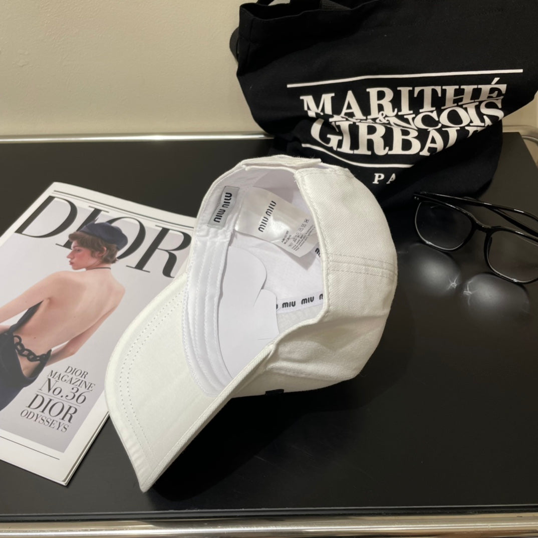 MIUMIU EMBROIDERED DENIM BASEBALL CAP STYLE 75