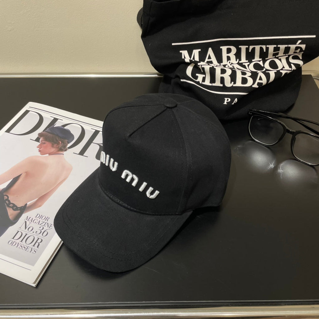 MIUMIU EMBROIDERED DENIM BASEBALL CAP STYLE 74