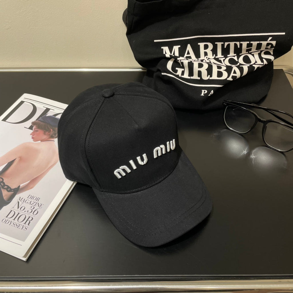 MIUMIU EMBROIDERED DENIM BASEBALL CAP STYLE 74