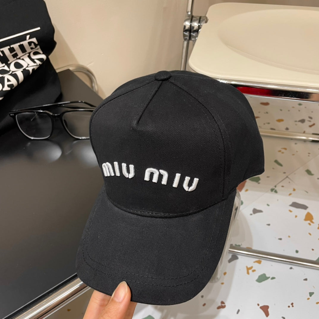 MIUMIU EMBROIDERED DENIM BASEBALL CAP STYLE 74