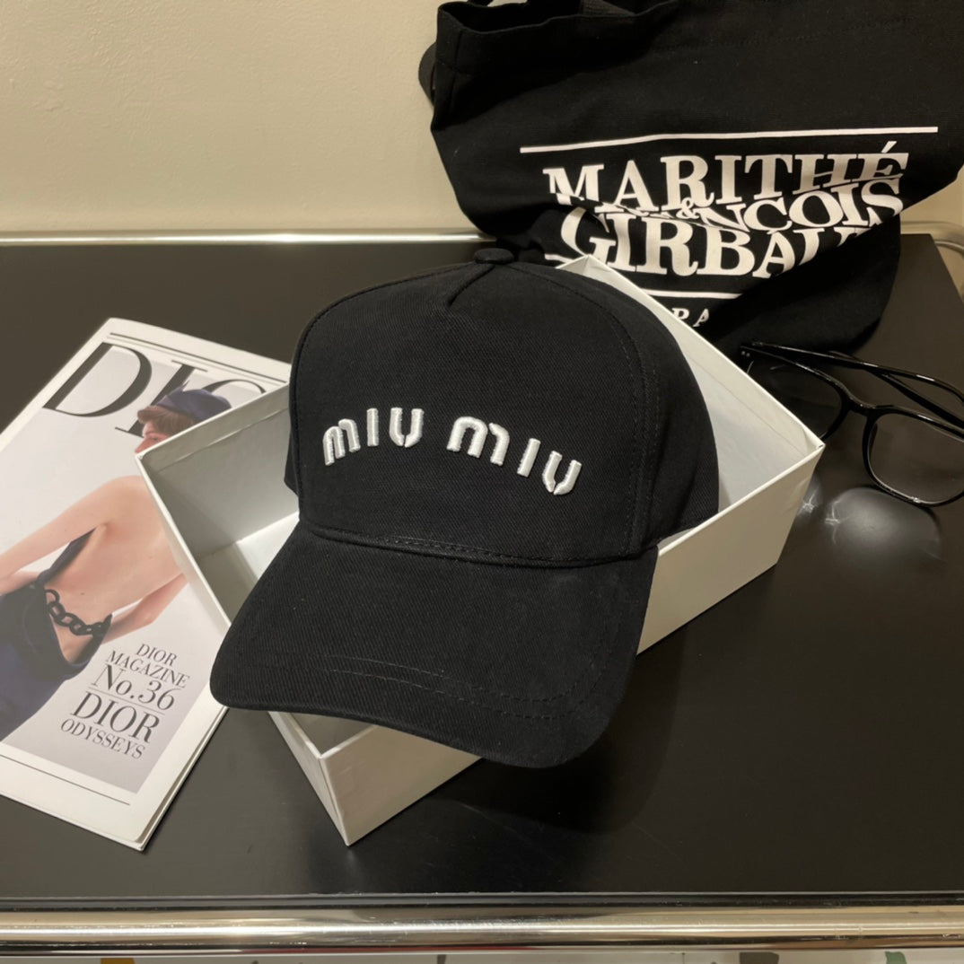 MIUMIU EMBROIDERED DENIM BASEBALL CAP STYLE 74
