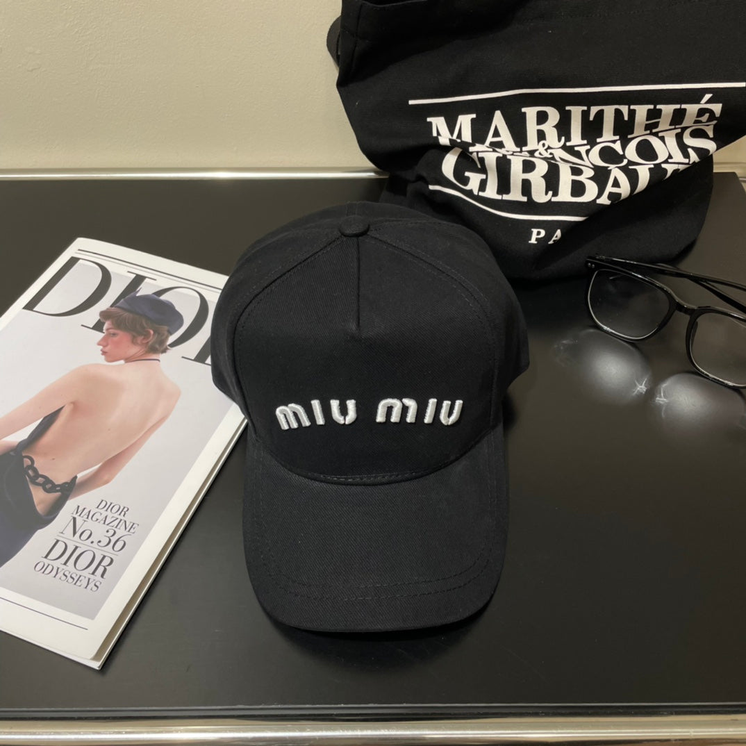 MIUMIU EMBROIDERED DENIM BASEBALL CAP STYLE 74