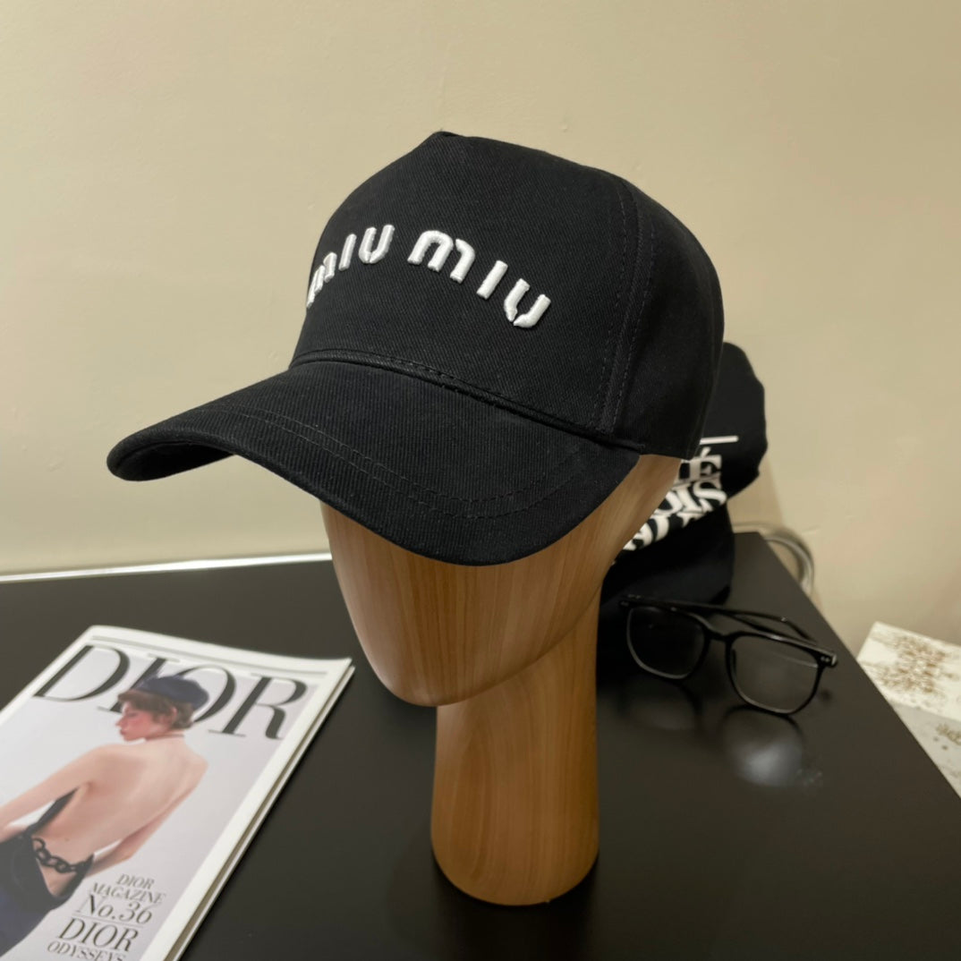 MIUMIU EMBROIDERED DENIM BASEBALL CAP STYLE 74