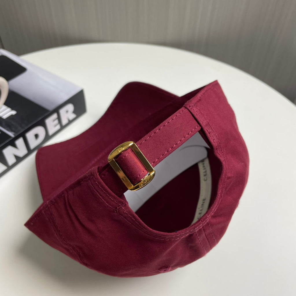 CELINE BASEBALL CAP 910972 IN RED CANVAS