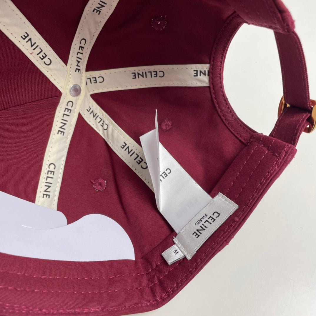 CELINE BASEBALL CAP 910972 IN RED CANVAS