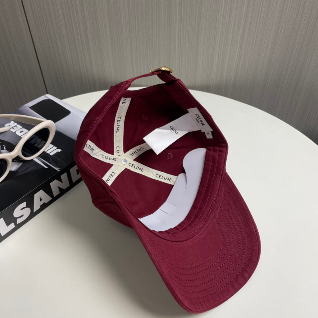 CELINE BASEBALL CAP 910972 IN RED CANVAS